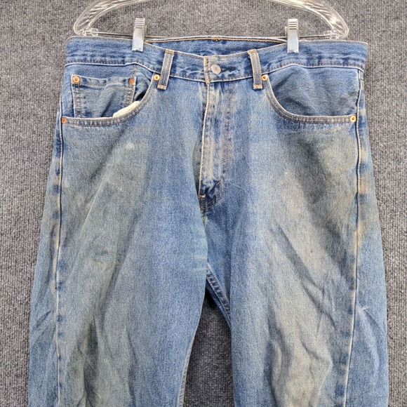 Levi's 505 Men's Straight Jeans Blue 36x30 5-Pocket Medium Wash Cotton - Picture 3 of 13